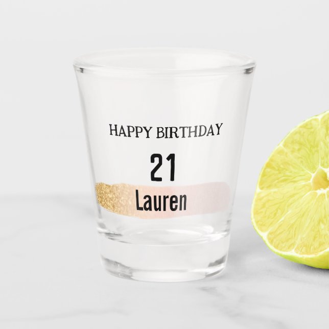 Trendy Rose Pink GoldDrips 21st Birthday Shot Glas Shot Glass (Front)