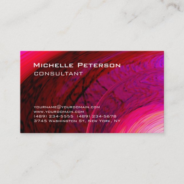 Trendy Rose Pink Red Futuristic Modern Business Card (Front)