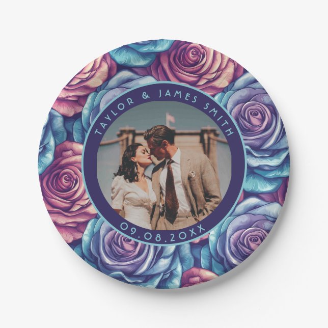 Trendy Rose Wedding Plates For Summer Wedding (Front)