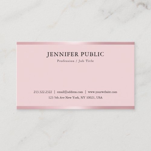 Trendy Rosegold Modern Elegant Simple Template Business Card