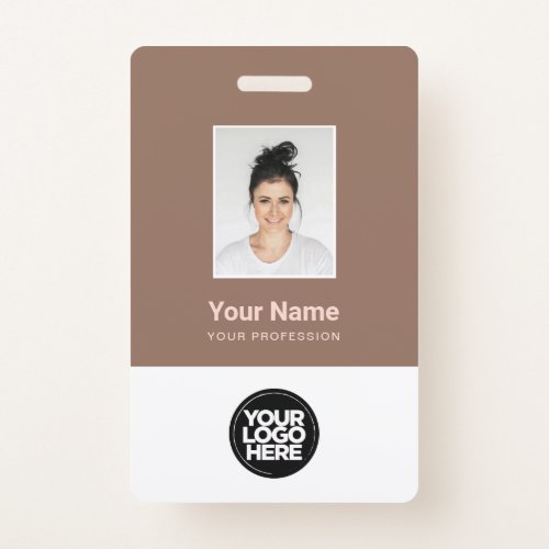 Trendy rosewood brown feminine branded name badge