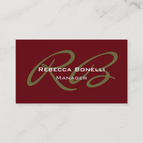Trendy Rosewood Gold Colors Monogram Business Card