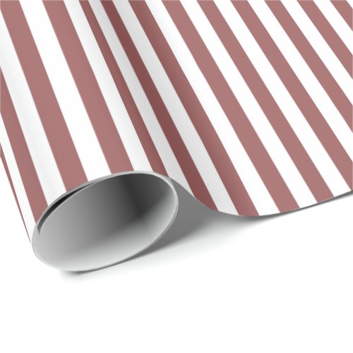 Trendy Rosy Brown Wide Horizontal Stripes Wrapping Paper