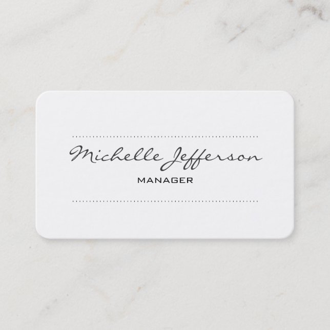 Trendy Rounded Corner Script Manager Business Card (Front)
