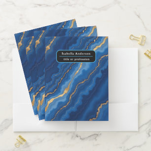 Trendy Royal Blue Gold Marble Collection Pocket Folder