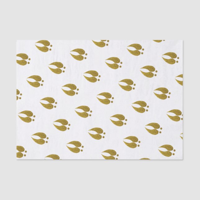 Trendy Rustic Elegant Faux Glitter Gold Deer Track Tissue Paper (Front)