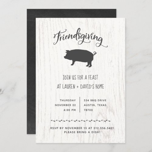 Trendy Rustic Friendsgiving  Thanksgiving Dinner Invitation