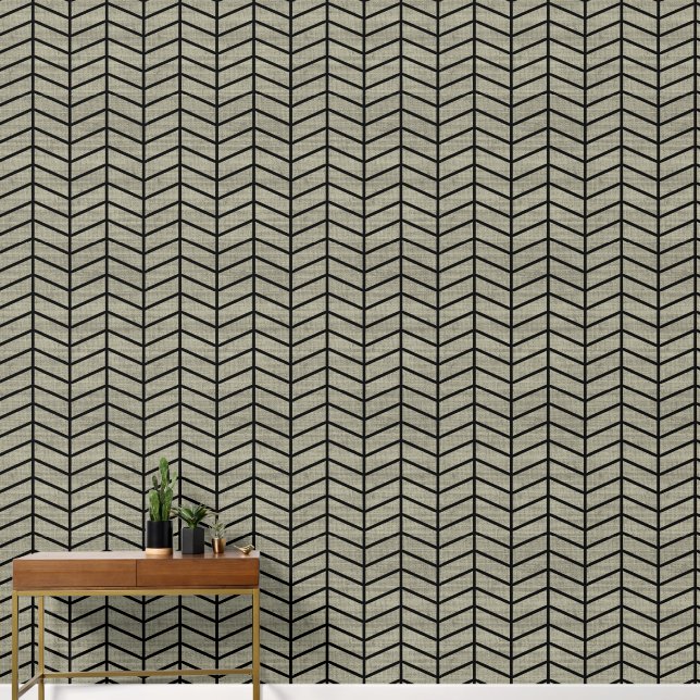 Trendy Rustic Green Chevron Wallpaper (Hallway)