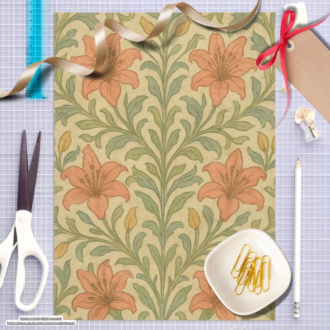 Trendy rustic lily chintz William Morris pattern Tissue Paper (Creator Uploaded)