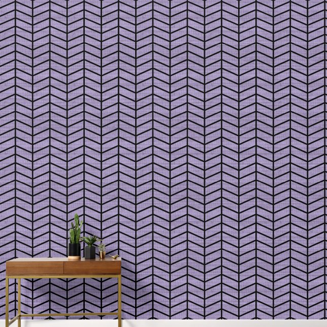 Trendy Rustic Purple Chevron Wallpaper (Hallway)