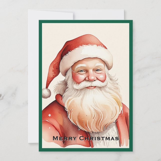 Trendy Rustic Retro Classic Santa Claus Holiday Card (Front)
