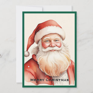 Trendy Rustic Retro Classic Santa Claus Holiday Card