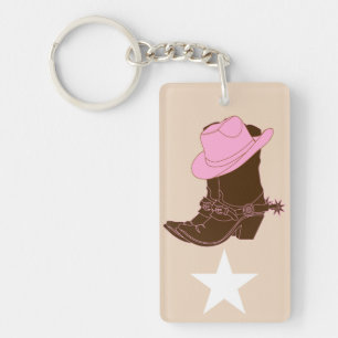 Trendy Rustic Western Cowgirl Boots Keychain