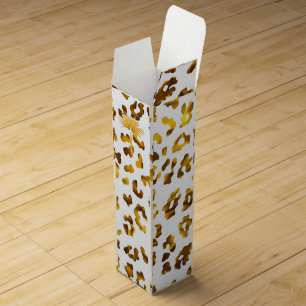 Trendy Safari Chic Gold Animal Print Gift Wine Box