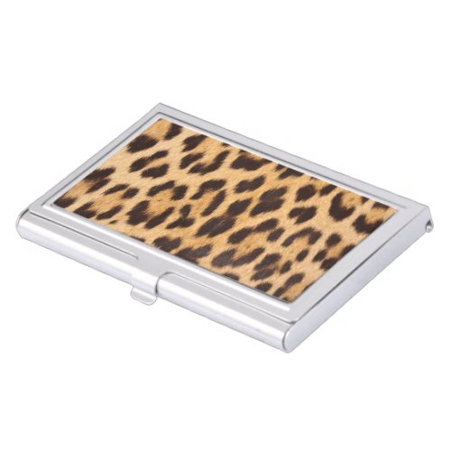 trendy safari fashion leopard spots cheetah print business card case