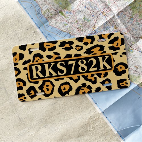 trendy safari fashion leopard spots cheetah print license plate