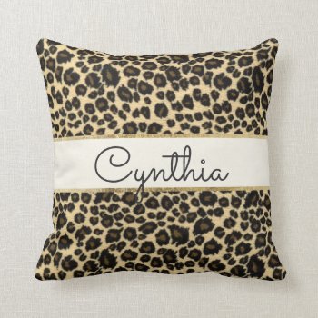 Trendy Safari Leopard Print Monogram Throw Pillow by ChicPink at Zazzle