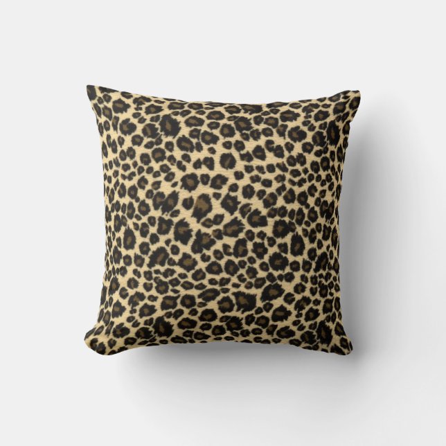 Trendy Safari Leopard Print Throw Pillow (Front)