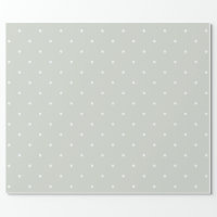 Sage Green Wrapping Paper With White Flowers, Hearts, Dots and