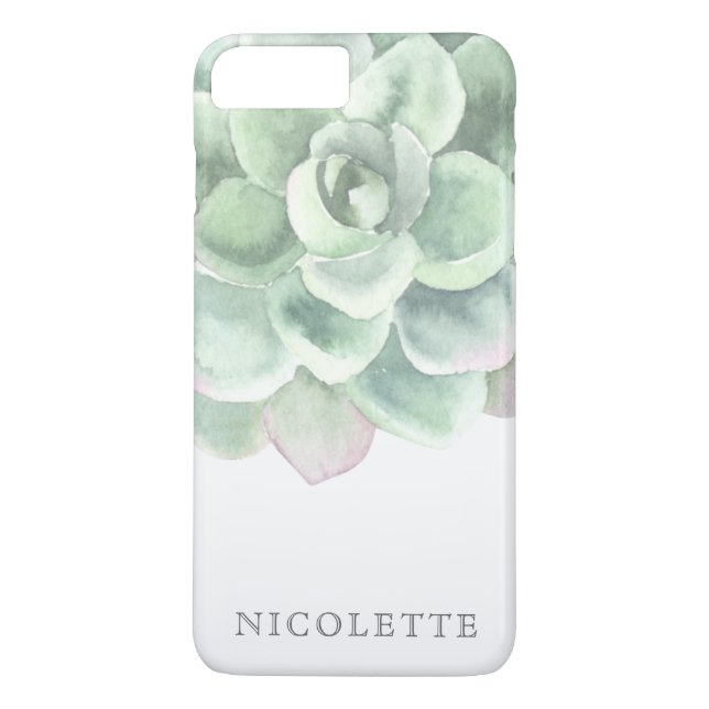 Trendy Sage Green Watercolor Succulent Case-Mate iPhone Case (Back)