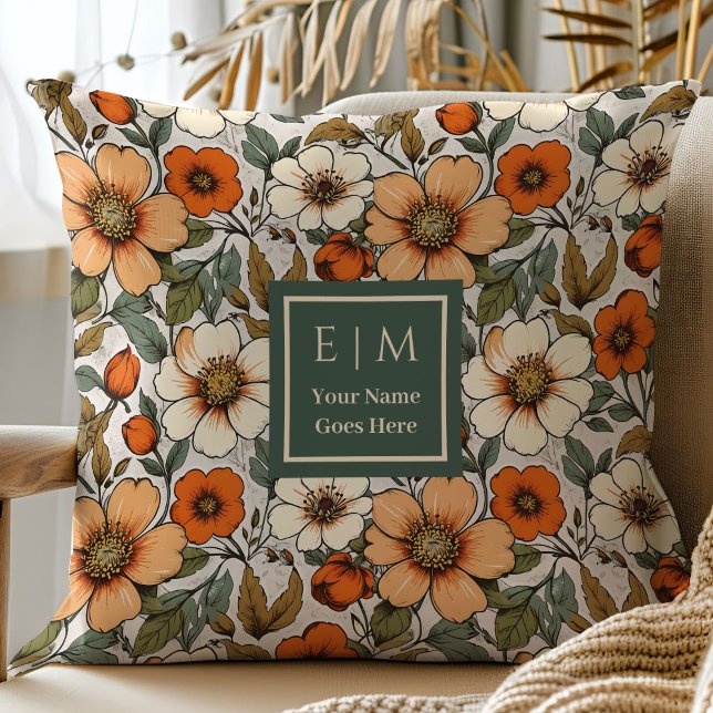 Trendy Sage Olive Floral Pillow Modern Fall Style (Trendy Sage Olive Floral Pillow Modern Fall Style)