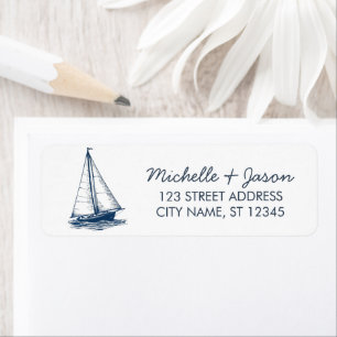 Trendy Sailboat Nautical Watercolor Return Address Label