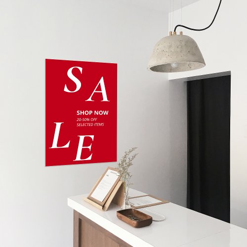 Trendy SALE Modern Red Store Discount Promo Ads Poster