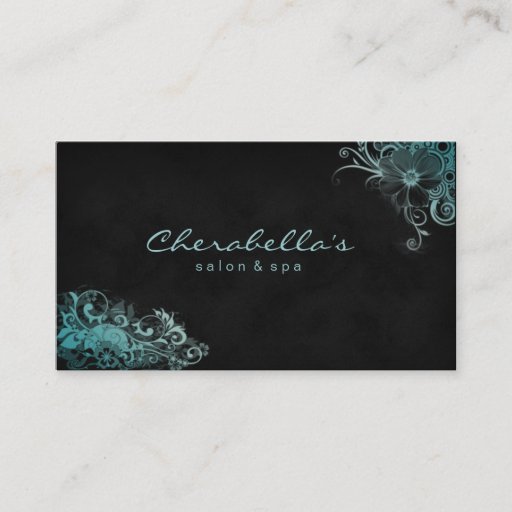 Customizable Trendy Salon Spa Floral Business Card Blue Green