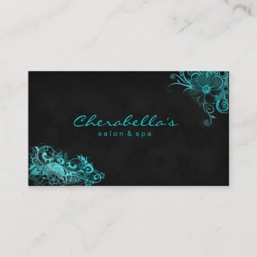 Customizable Trendy Salon Spa Floral Business Card Bright Blue