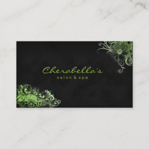 Trendy Salon Spa Floral Business Card Lime Green