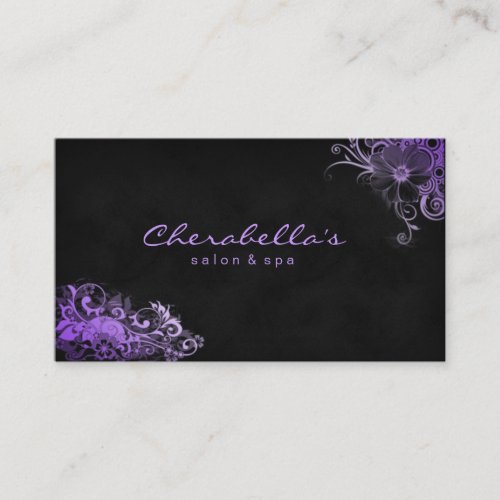 Trendy Salon Spa Floral Business Card Purple