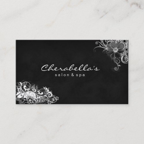 Trendy Salon Spa Floral Business Card White