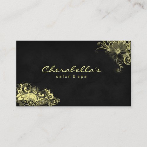 Trendy Salon Spa Floral Business Card Yellow