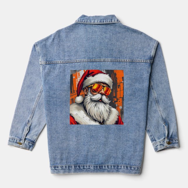 Trendy Santa Claus Denim Jacket  (Back)