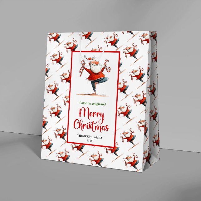 Trendy Santa Claus fun watercolor holiday gift bag (Trendy Santa Claus fun watercolor holiday gift bag)