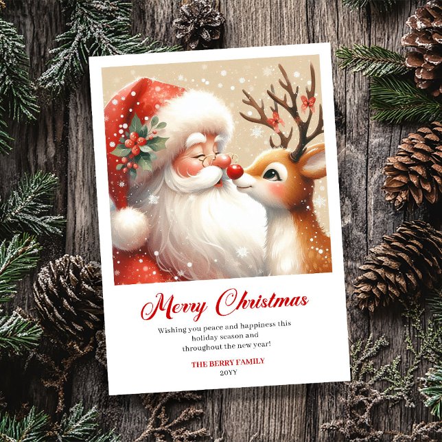 Trendy Santa Claus Rudolph Cartoon Christmas Card (Trendy Santa Claus Rudolph Cartoon Christmas Greeting Card

)
