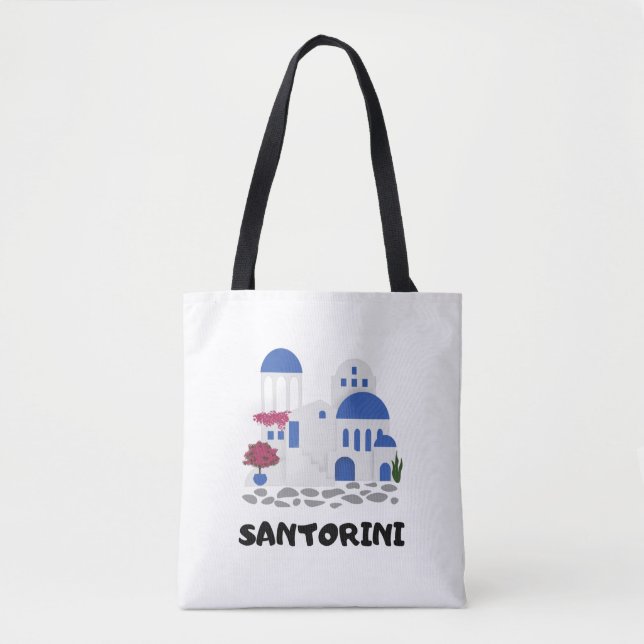 Trendy Santorini Greece Architecture Travel Tote Bag (Front)