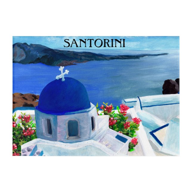 Trendy Santorini Greece Illustration Acrylic Print (Front)