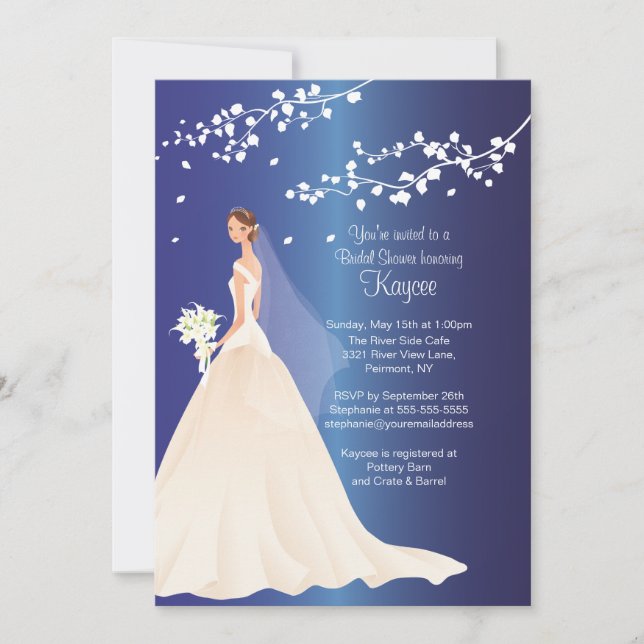 Trendy Sapphire Bride Bridal Shower Invite (Front)