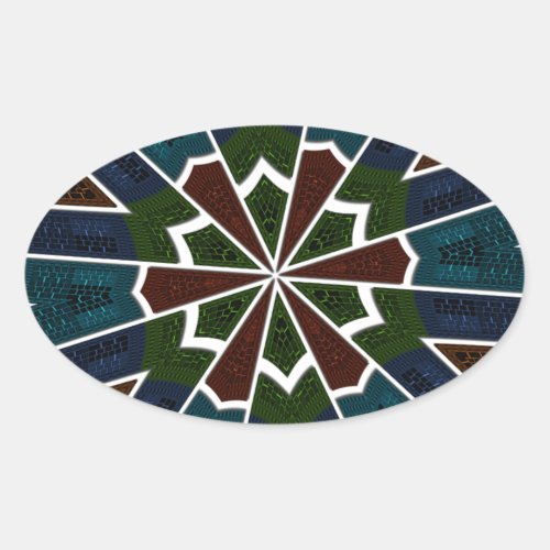 Trendy Sari Style Modern Abstract Pattern Design  Oval Sticker