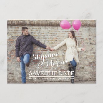 Trendy Save The Date Horizontal Photo Template by deluxebridal at Zazzle