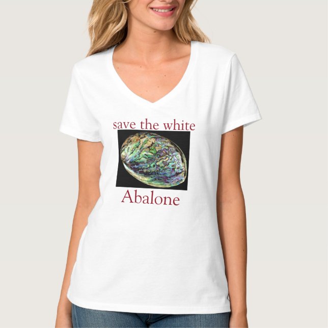 Trendy Save The White Abalone Quote White T-Shirt (Front)