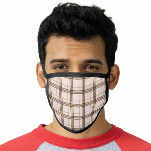 Trendy Scotish beige brown red Thompson tartan Face Mask