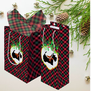 Trendy Scottie Red Black Green Christmas Plaid Wine Gift Bag