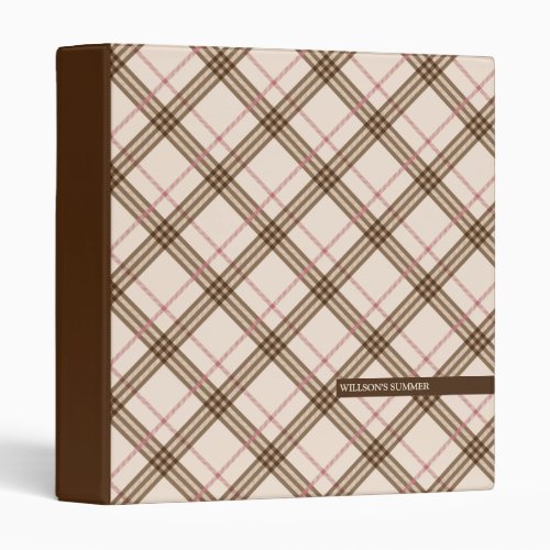 Trendy Scottish plaid tartan beige brown red 3 Rin 3 Ring Binder