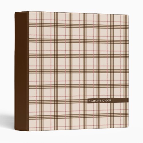 Trendy Scottish plaid tartan beige brown red 3 Ring Binder