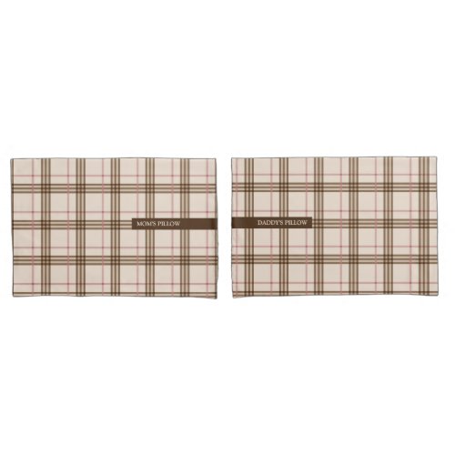 Trendy Scottish plaid tartan beige brown red Pillow Case