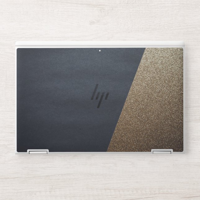  Trendy script black and  elegant gold  marble HP Laptop Skin (Front)