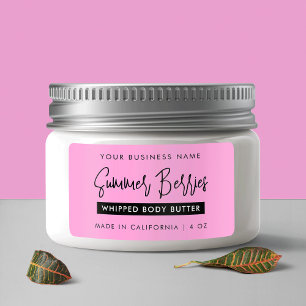 Trendy Script Black & Pink Skincare Jar Rectangle Label