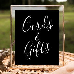Trendy Script Black Wedding Cards and Gifts Sign